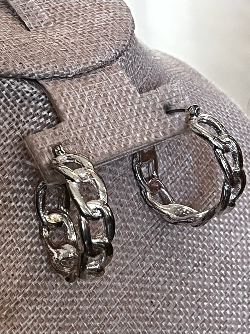 Estate Silver Linked Hoop Earrings
